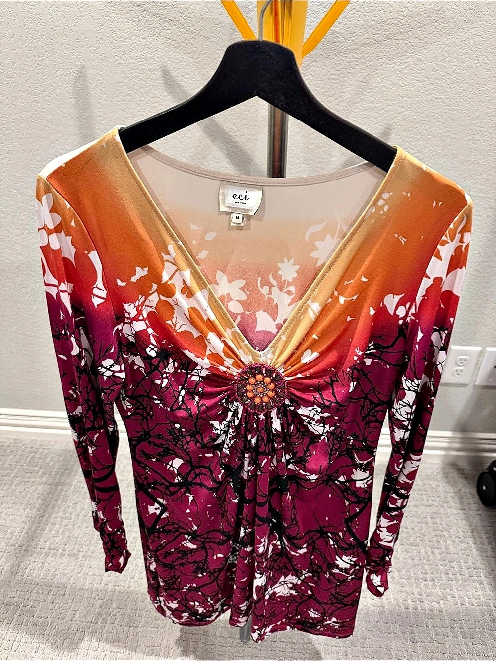 ECI Floral Dress in Orange & Purple Size Medium